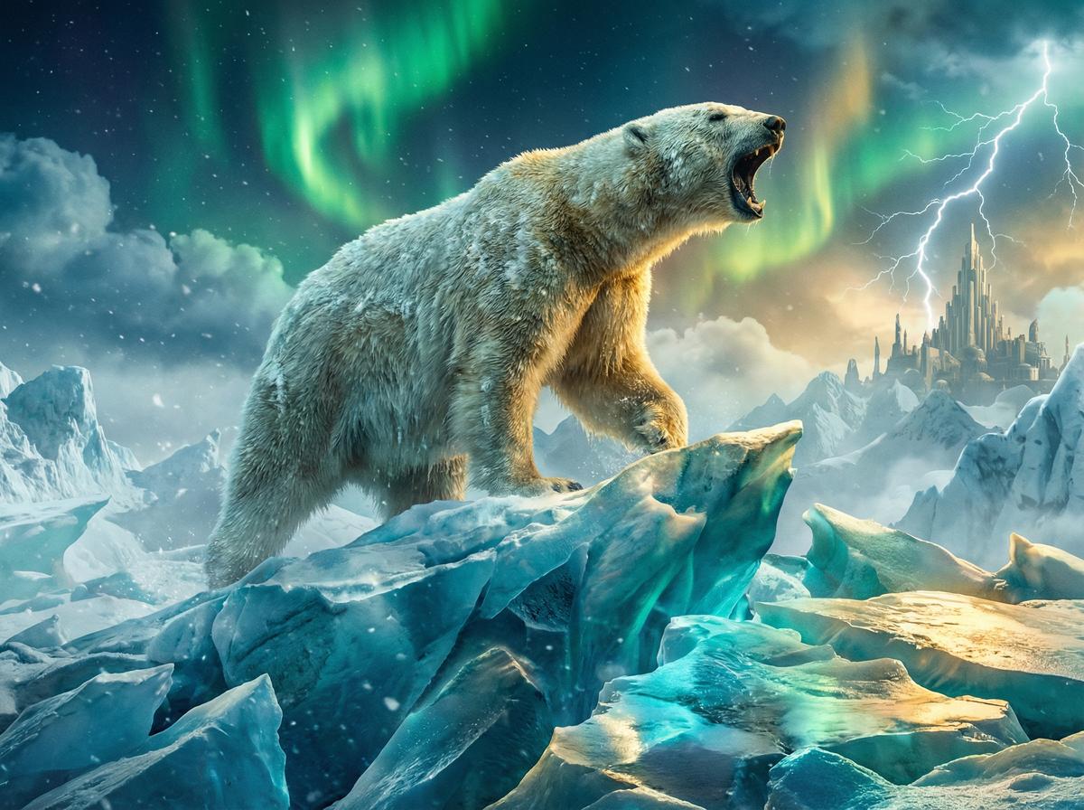 网红-北极熊冰川巡游视频